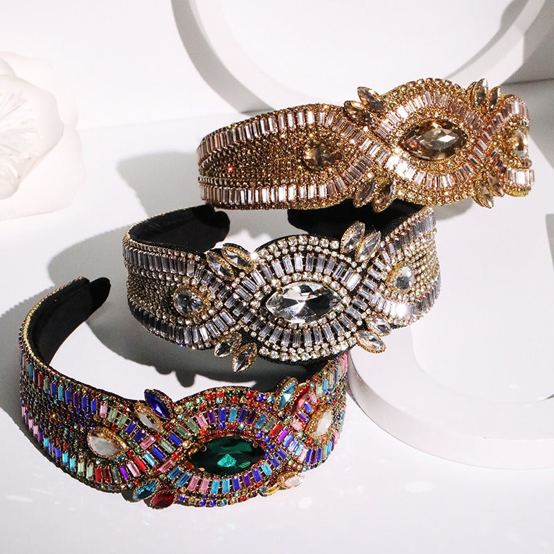 Fashionable Super Flash Claw Chain Colorful Water Diamond Hair Hoop Cross Head Hoop Female