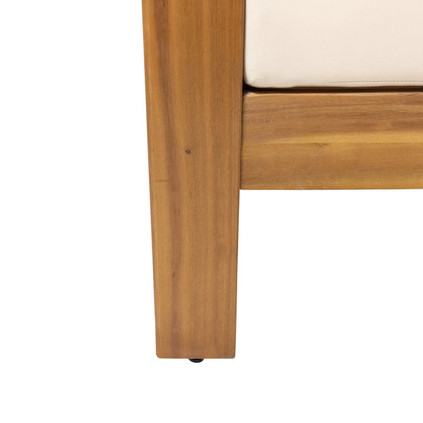 Outdoor Acacia Wood Club Chairs with Cushions, Teak+Beige, 27.75