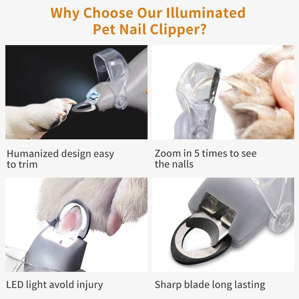 Professional LED - lit pet nail clippers for cats and dogs. Toe - claw cutting tool, pet supplies.