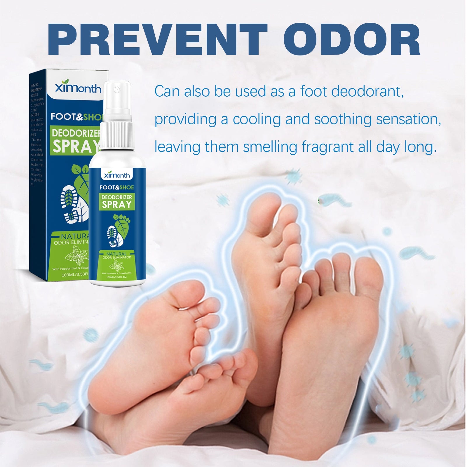 Foot Deodorant Reliever Sweat, Odor, Itchy, Dry Foot Deodorant Treatment Spray