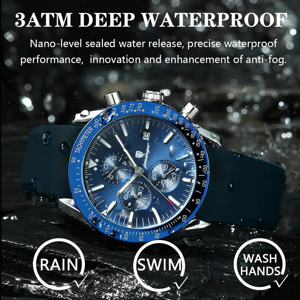 Multi functional waterproof night light men's watch quartz watch