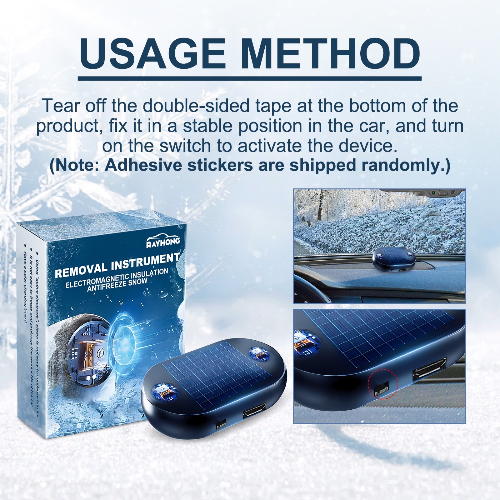 Anti-Freeze Snow Removal Device Car Windshield Rearview Mirror Deicing Quick Snow Melting Portable Anti-Freeze Tool