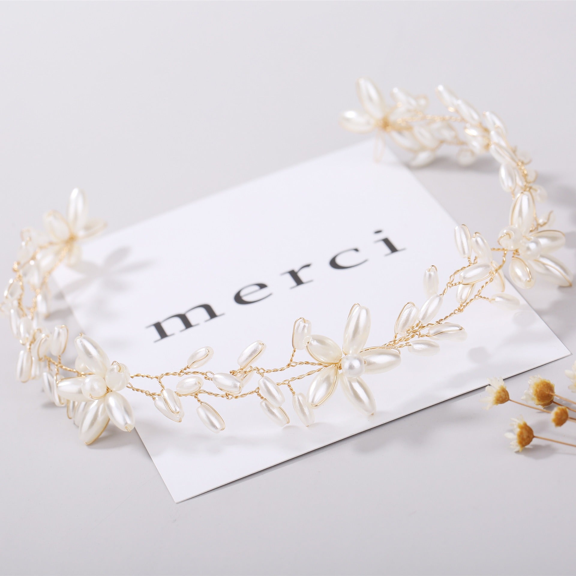 Handmade pearl twisted bead headwear wedding dress bride's hair accessories