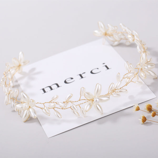 Handmade pearl twisted bead headwear wedding dress bride's hair accessories