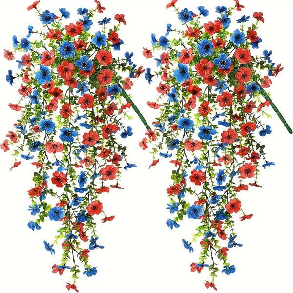 Purple hanging artificial flowers, vines for wedding arch, home, garden, party, autumn decor, fake eucalyptus, plant decor, 2 pc