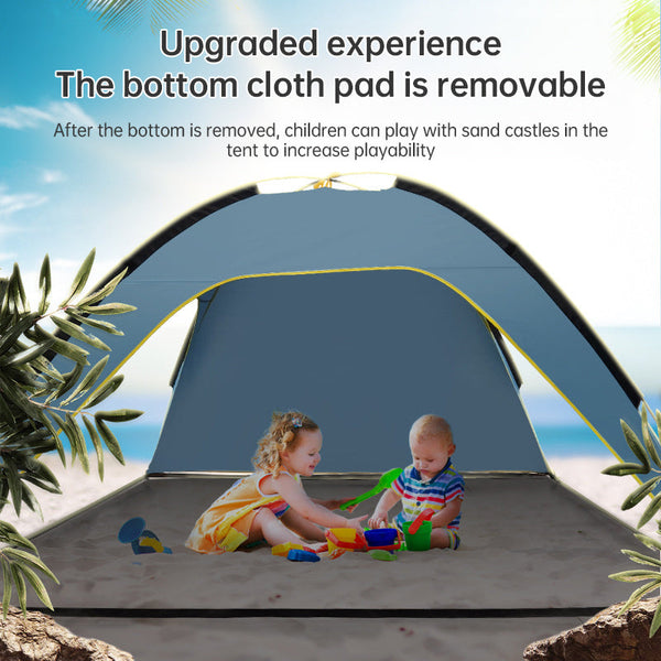 Quick-open beach tent, sun shelter, light shade for outdoor camping, 3-vented, spacious design