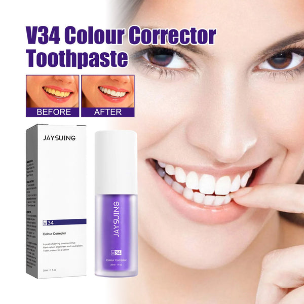 V34 Purple Toothpaste, Cleaning Bad Breath Teeth Stains Beauty Whitening Tooth Care Toothpaste