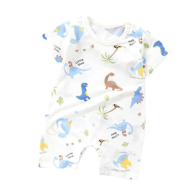 Cotton Newborn Baby Cartoon Short Sleeve Knitted Romper Boy Girl Summer Clothes Bebe Thin Pajamas One Pieces Bodysuit 0-24M