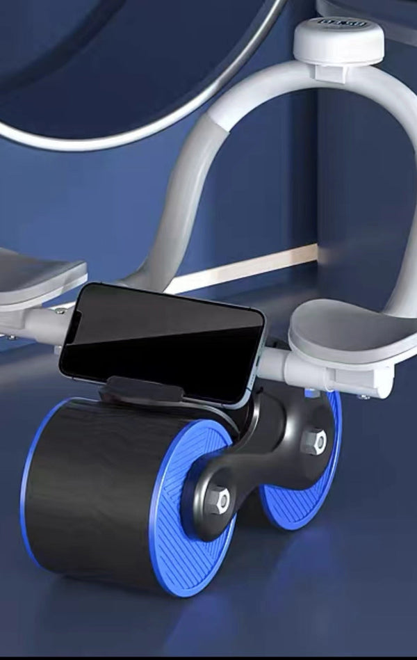 New Design Indoor Home Exercise Flat Elbow Supporter 2 Wheel Ab Trainer Automatic Rebound Abdominal Wheel Roller