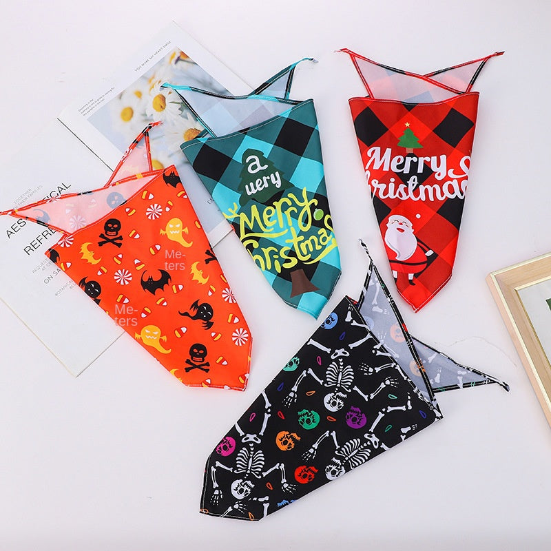 Pet Bandana for Dogs and Cats - Thanksgiving, Christmas, Halloween Pet Triangle Scarf Bib
