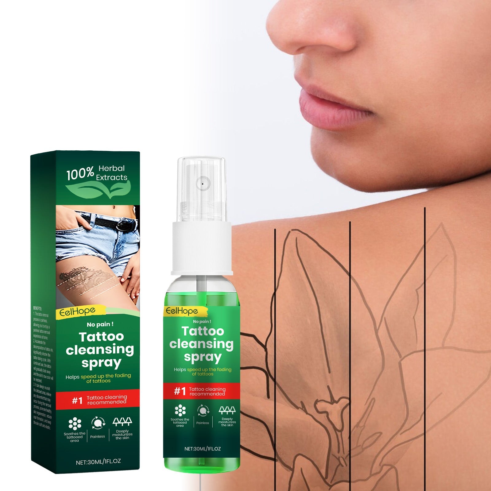 Tattoo Cleaning Spray Gently Cleans And Moisturizes Skin And Lightens Skin Tattoo Marks