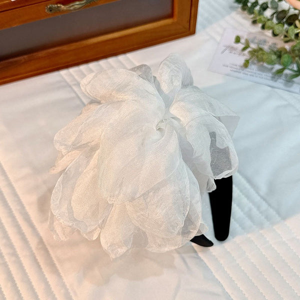 Oversized and exaggerated handmade fabric flower versatile headband