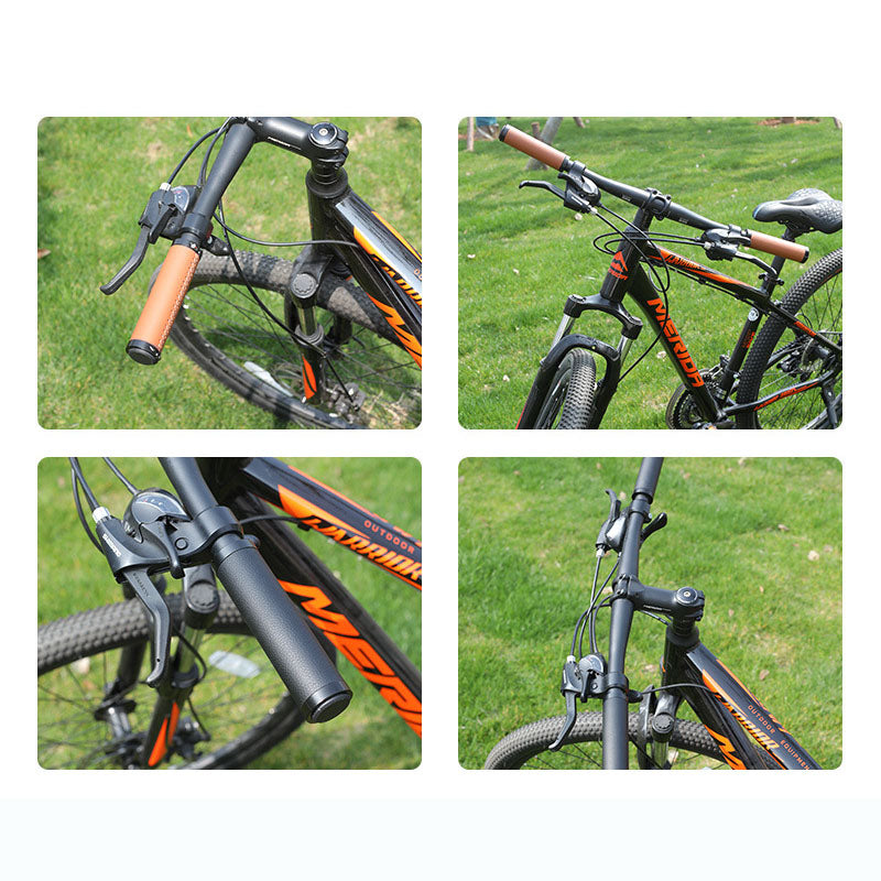 Mountain Bike Handlebar Sleeve Fiber Leather Surface Lock Shock-Absorbing Non-Slip Vice Handle Handlebar Grip Riding Accessories