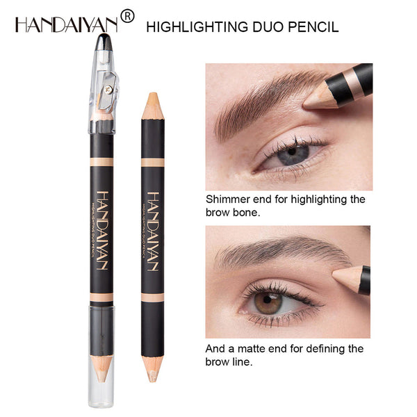 HANDAIYAN Double Head Eyebrow Dual Purpose Pen Eyebrow Bone Raised Bright Bottom High Gloss Face Brightening Concealer Pen