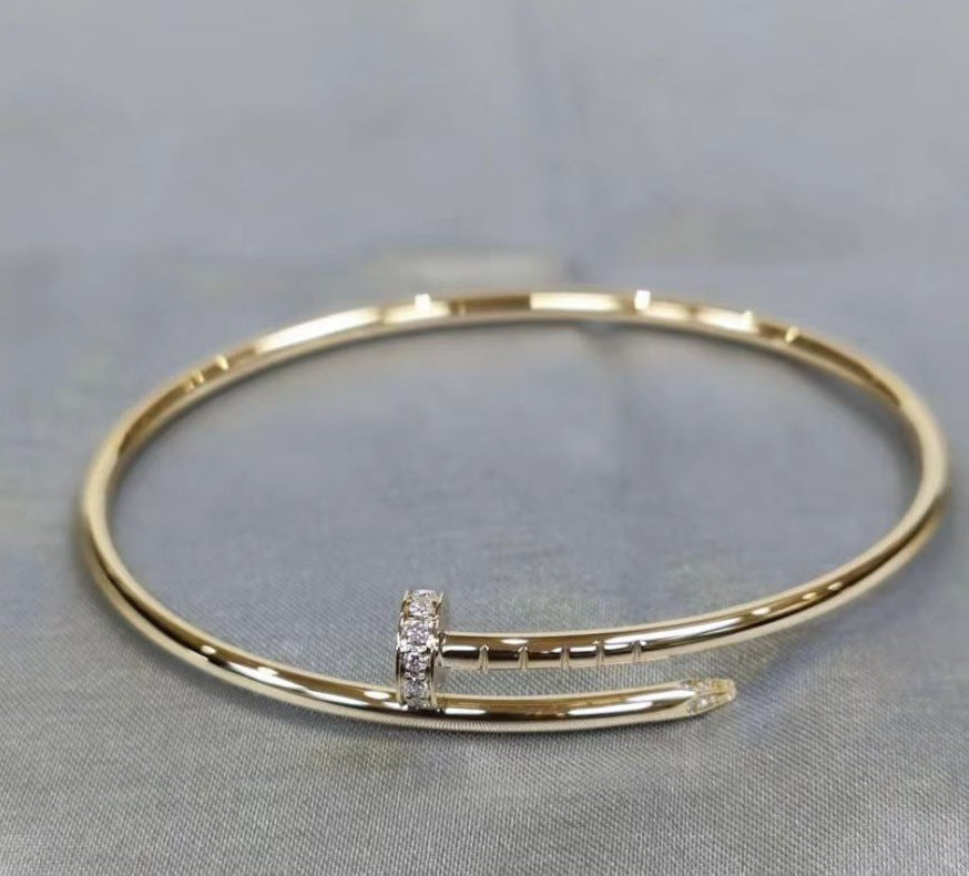 Precision Thick Plating Head and Tail Diamond Fashion Three-Circle Full Diamond Couple Bracelet