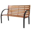 Black Metal Frame Outdoor Wood Slat Garden Bench with Curved Armrests