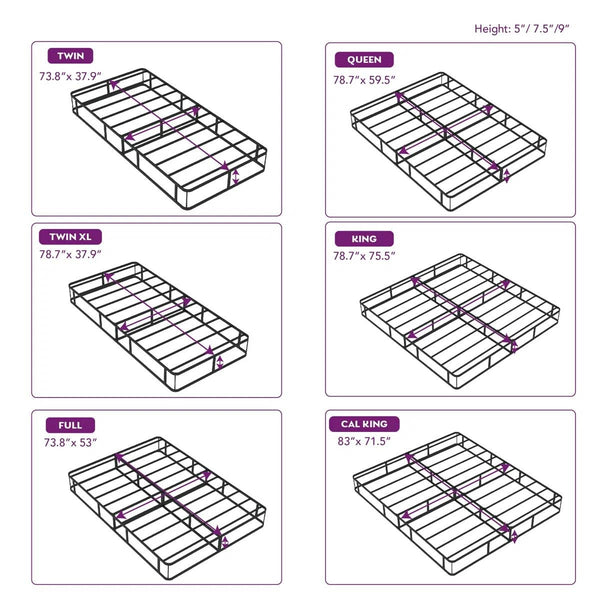 Full size 5-inch Low Profile Metal Box Spring Mattress Foundation with Cover