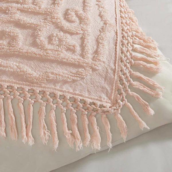 Full/Queen 100-Percent Cotton Chenille Bedspread with Fringe Hem in Pink Blush