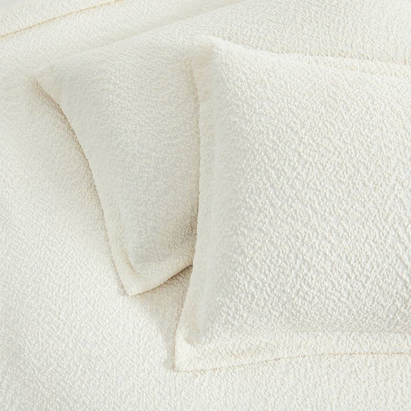 Full / Queen 3-Piece Off White Boucle Duvet Cover Set