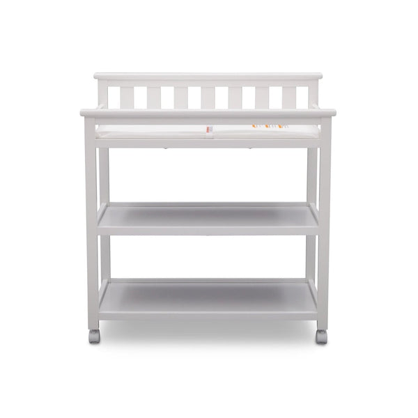 Modern White Baby's First 2 Shelf Changing Table with Wheels