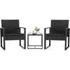 Outdoor 3-Piece Patio Furniture Set with 2 Black Patio Chairs and 1 Side Table