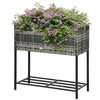 Grey Modern PE Rattan Wicker Raised Garden Bed Elevated Planter Box