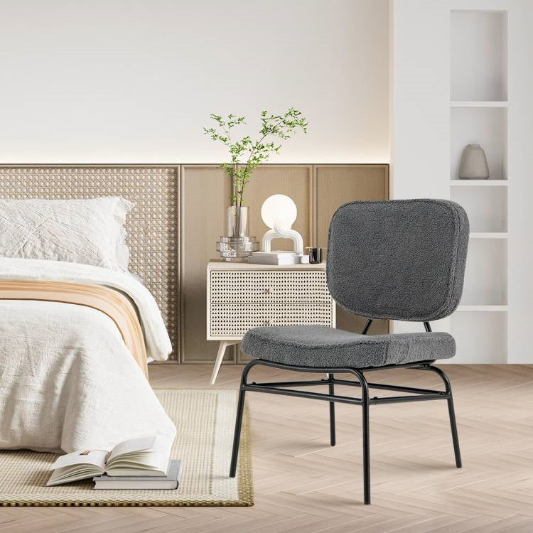 Modern Grey Upholstered Ergonomic Padded Accent Chair