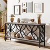 Modern 70-inch Long Narrow Foyer Entryway Table with Grey Wood Top and Shelf