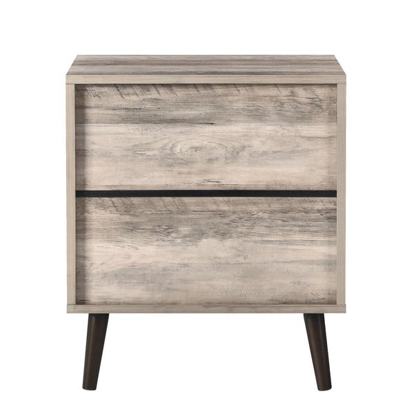 Mid-Century Modern 1-Drawer Nightstand Bedroom End Table in Grey Wood Finish