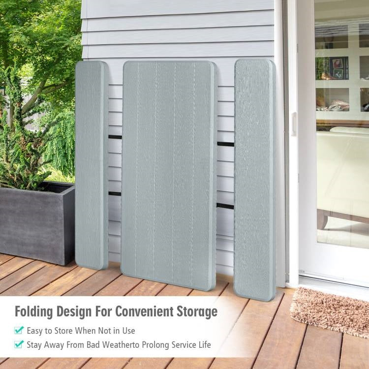 Grey Folding Picnic Table with 2 Benches Outdoor Patio Dining Set