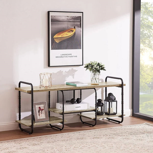 Modern Grey Wood and Metal Entertainment Center TV Stand for TV up to 60-inch