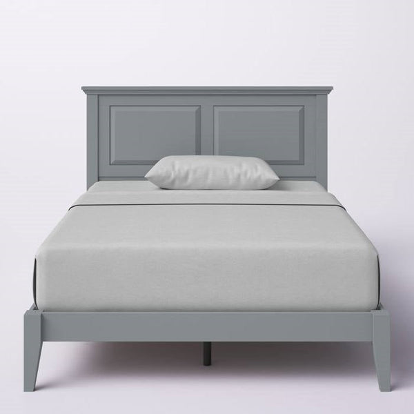 Twin Traditional Solid Oak Wooden Platform Bed Frame with Headboard in Grey