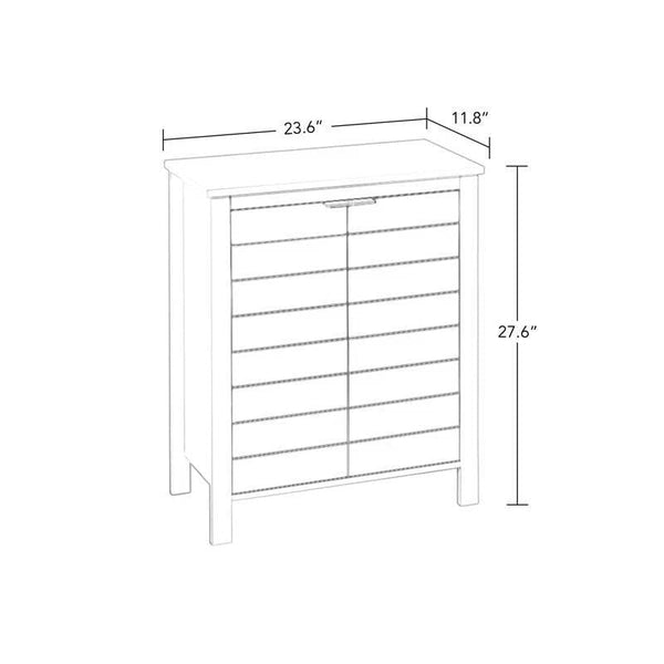 Bathroom Linen Cabinet with Storage Shelf in Grey Wood Finish