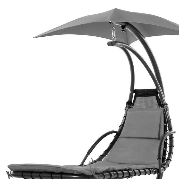 Grey Single Person Sturdy Modern Chaise Lounger Hammock Chair Porch Swing