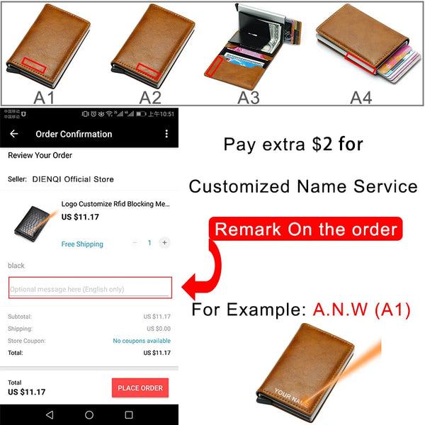 Carbon Fiber Leather Men Wallet Money Bag