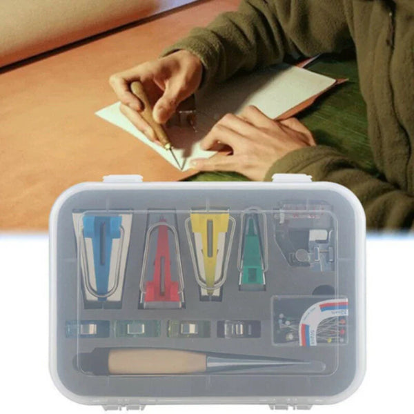 16pcs Household Electric Sewing Bias Tape Machine Kit Fabric Bias Binding Tape Suits DIY Sewing Tools