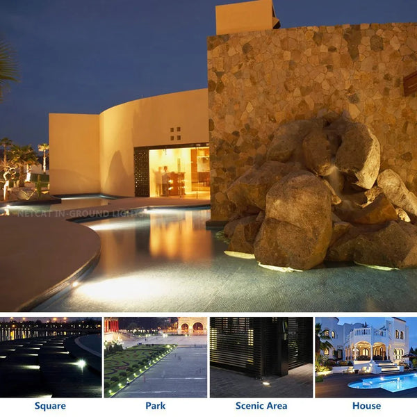 4Pcs Solar Power Disk Light 8LED Ground Lamp Light Spot Lamp for Outdoor Path Way Yard Garden Decking Lawn Waterproof