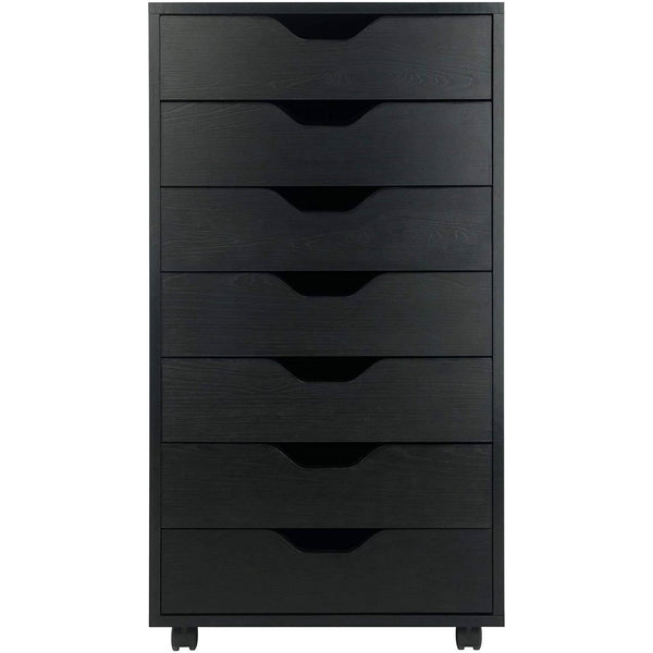 Modern Scandinavian Style 7-Drawer Storage Cabinet Chest in Black Finish