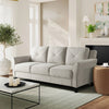 Modern 3-Seater Upholstered Sofa in Cream Microfiber with Button Tufted Cushions