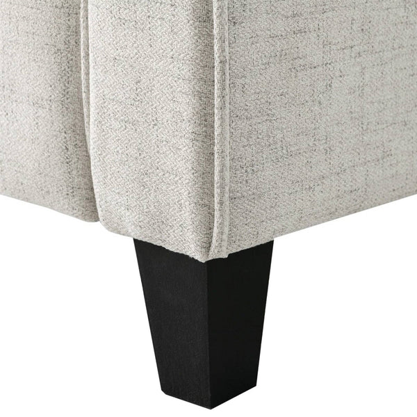 Modern 3-Seater Upholstered Sofa in Cream Microfiber with Button Tufted Cushions