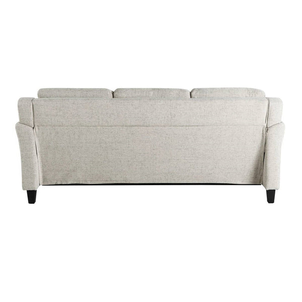 Modern 3-Seater Upholstered Sofa in Cream Microfiber with Button Tufted Cushions