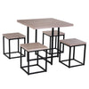 Farmhouse 5 Piece Square Natural Wood Steel Kitchen Dining Set