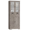 Farmhouse Bathroom Linen Cabinet with Storage Drawers in Grey Taupe Wood Finish