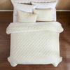 Full / Queen 3-Piece Cream Velvet Embroidered Super Soft Quilt Set