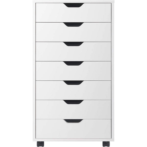 Modern Scandinavian Style 7-Drawer Storage Cabinet Chest in White Finish