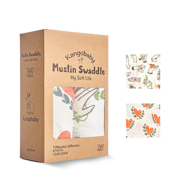 Kangobaby 2pcs/Set Soft Bamboo Cotton Baby Blanket
