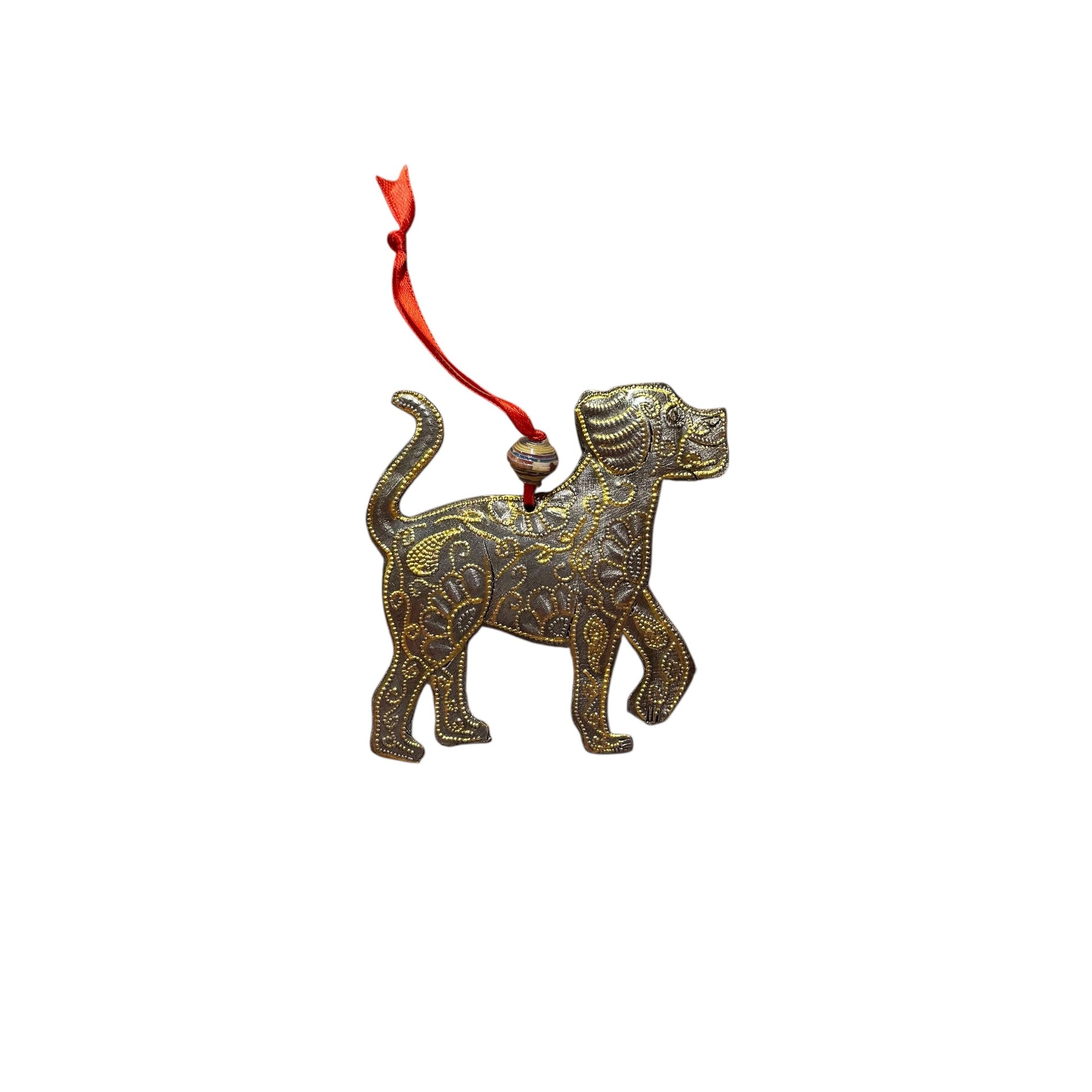 Happy Dog Ornament- Gold