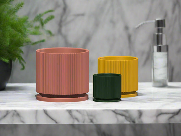 Mid-Century Ribbed Planter