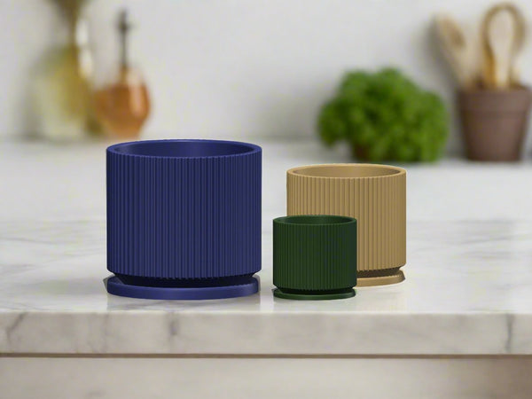 Mid-Century Ribbed Planter