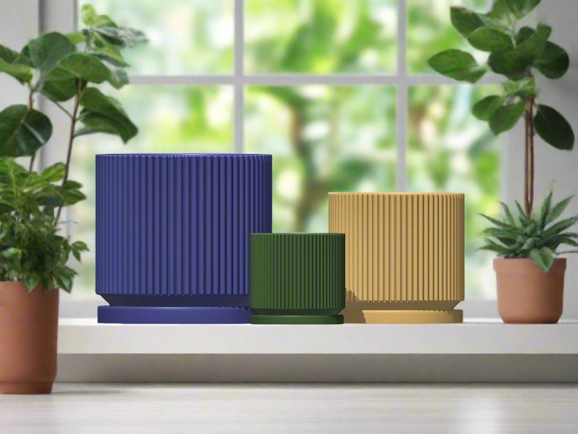 Mid-Century Ribbed Planter